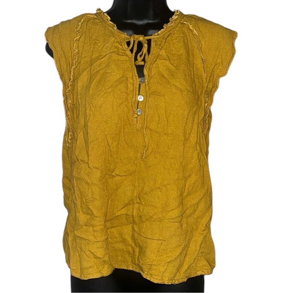 Harve Benard Linen Cap Sleeve Shirt Medium